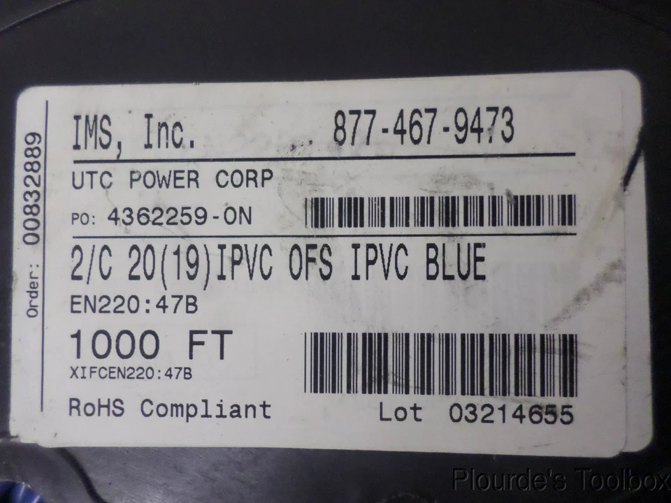 900ft New IMS Blue 20AWG UTC Fuel Pair Cell Wire, 600V, 2/C, 4362259-ON - Image 3 of 4