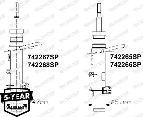 Ammortizzatore 742266SP MONROE per CITROËN C3 / C3 ORIGIN III C4 CACTUS