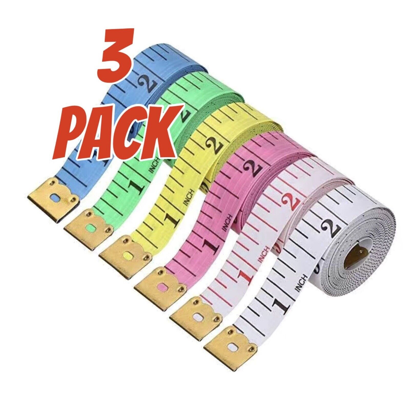 3-Pack Body Measuring Tape Ruler Sewing Cloth Tailor Measure 60 inch 150 cm