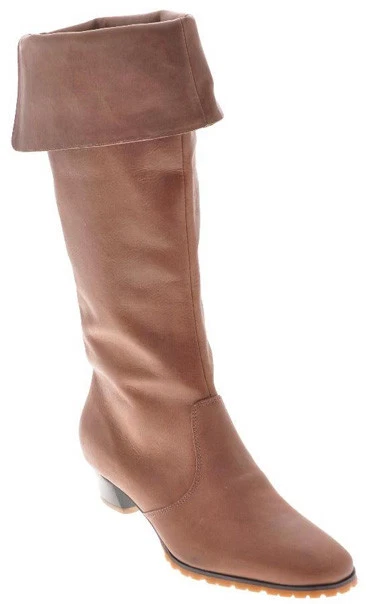 Nuevo FRENCH CONNECTION Mujer Cuero Marrón Tacón Pirata Pull On Boot Zapato Talla 7 M Foto 2 de 4