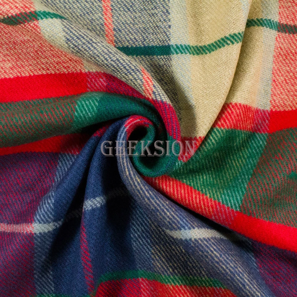 Winter Unisex 100% Cashmere Plaid Scotland Made Solid Striped Scarves Wool Scarf - Image 2 of 4