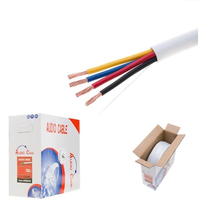 500ft Speaker Cable CL2 Rated 18AWG In-Wall 18/4 Stereo Audio Indoor Wire White