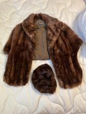 Vintage Brown Mink Stole Wrap Cape