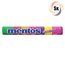 5x Rolls Mentos Rainbow Flavor Chewy Mints | 14 Mints Per Roll | 1.32oz |