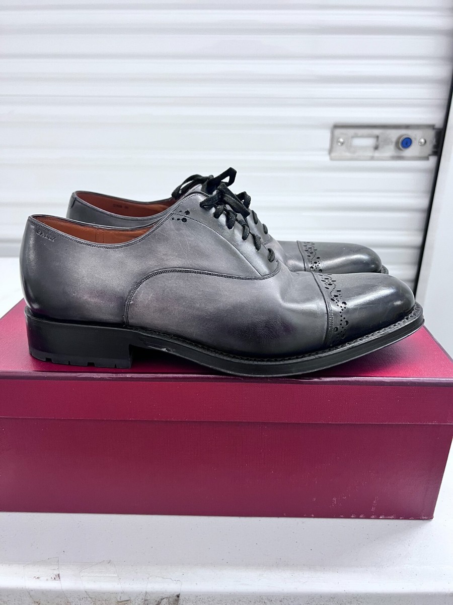 Bally Men’s Black Leather Oxford Dress Shoes Size 8.5 JL Bally Scribe Brogue Oxfords | 12 - Lucky Vintage main image 4
