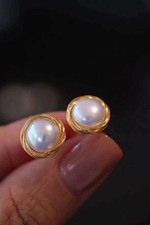 Handgefertigter Golddraht umwickelt mit 10mm natürlichen weißen Süßwasserperlen