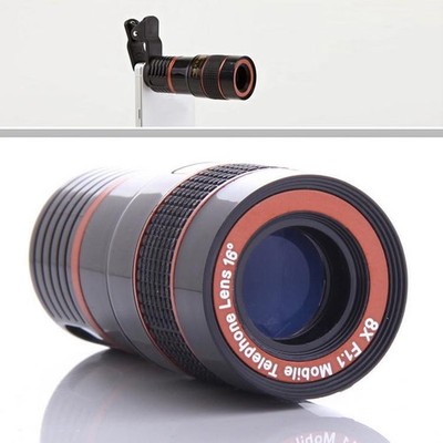 Color: Black/Red - Telephoto PRO Clear Image Lens Zooms 8 times closer! For all 