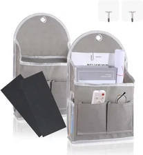 2 Pack Wall Hanging Storage Bag with Pockets, Locker Organizer Basket Grey 