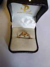 Stunning 10K Yellow Natural Citrine And Diamond Ring - Size Q - 2.12g