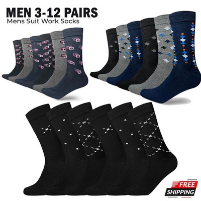 3-12 Paar Herren Baumwollsocken Arbeit Sport Alltag Crew Smart Anzug Socken UK 6-11