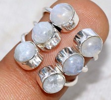925 Silver Plated Cluster Rainbow Moonstone Ring US FreeSize Father's Day JW