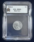 1943-S Lincoln Wheat Steel Small Cent ICG MS65