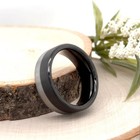 8mm Two Tone Tungsten Carbide Ring Unisex Brushed polished Edges Engraving Band — photo 4