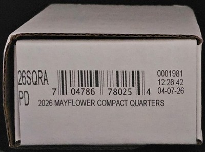 2026 US Mint P&D Mayflower Compact Quarter Rolls 25c Sealed From The US Mint