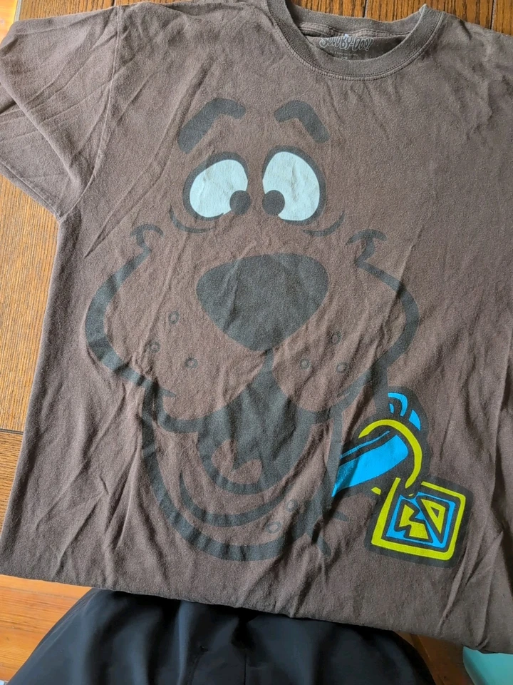 Camisa Scooby-Doo De Colección Para Hombre Grande Marrón Y2K Cara Grande Perro Foto 2 de 4