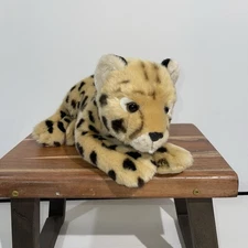 FAO Swartz Leopard/Cheetah Plush Stuffed Animal Lying Down 14 Inches