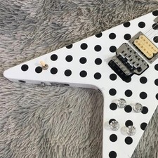 White Polka Dots V Electric Guitar Randy Rhoads Open Pickup FR Bridge soild body