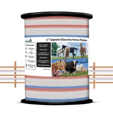 1 Inch Wide Electric Fence Polytape for Containment of Livestock, Horses Farm...