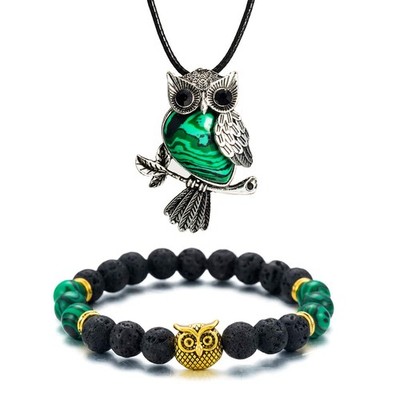Eulenkette Heilkristalle Halskette für Damen Herren Reiki Spirituelle Energie Edelsteine