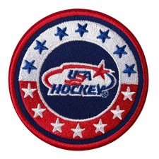 USA Hockey Logo Round Stars Embroidery Heat Seal Patch 3"