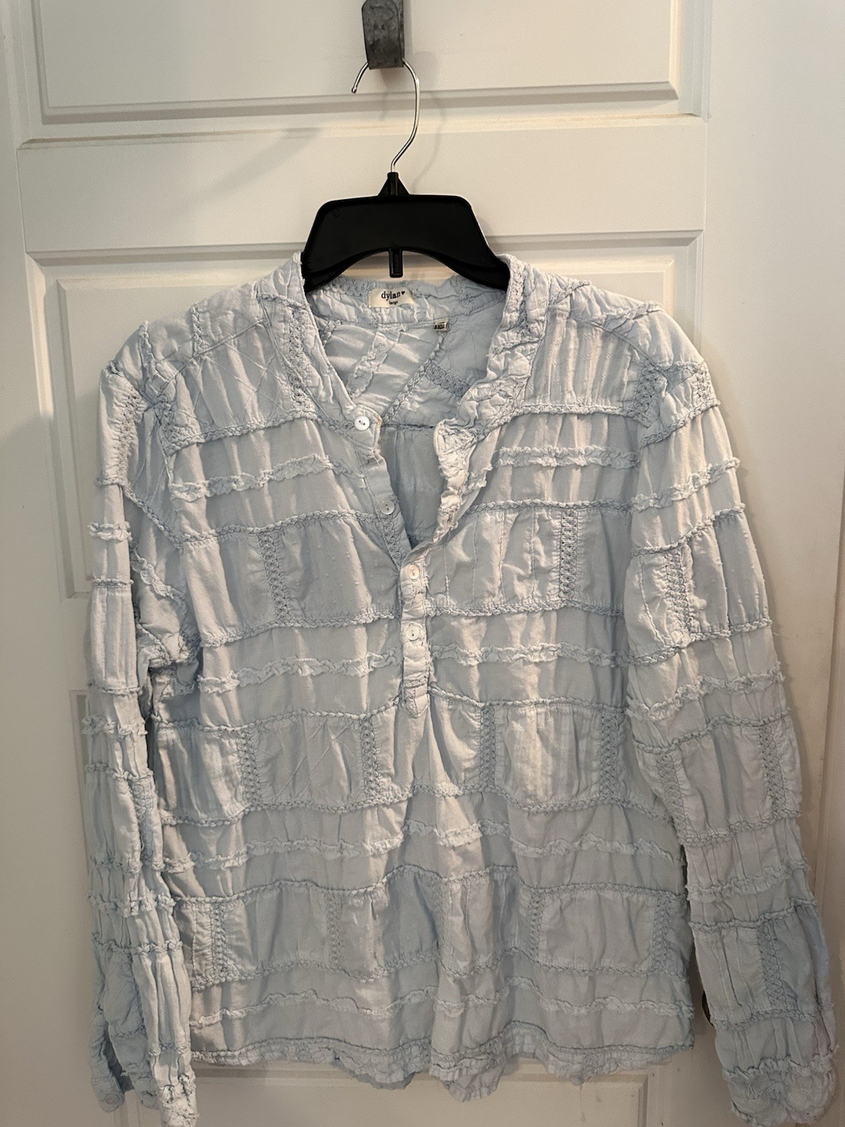 Dylan Light - Blue Textured Patchwork Button Up B… - image 2