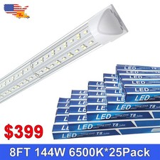 25 Pack T8 96 inch Bulbs 8Ft Led Shop Light Fixture 6500K 144W LED Garage Lights