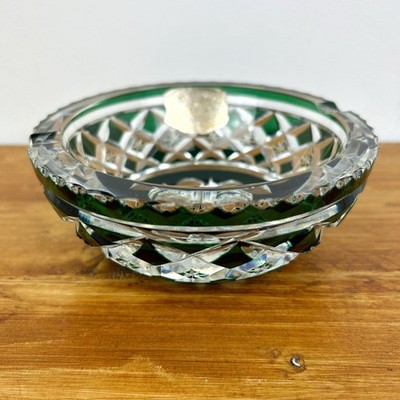 Val Saint Lambert Emerald Green Crystal Ashtray/ Made in Belgium