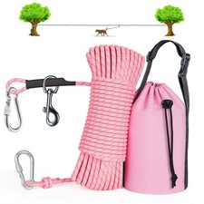 Tresbro Dog Tie Out Cable for Camping, 50ft/75ft/100ft Trolley System for Dog...