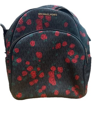 Michael Kors Backpack Abbey Logo Signature Rose Print