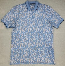 G/FORE RGB Tech Jersey Golf Polo Mens Large Leafs Floral Tees Sky Blue