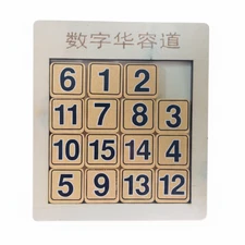 Wooden Number Sliding Puzzle – 15 Tile Brain Teaser Game for Kids & Adults
