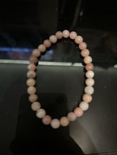 Round Pink Opal Stretch Bracelet, 6mm Round Beads, 6 Inch Circumference