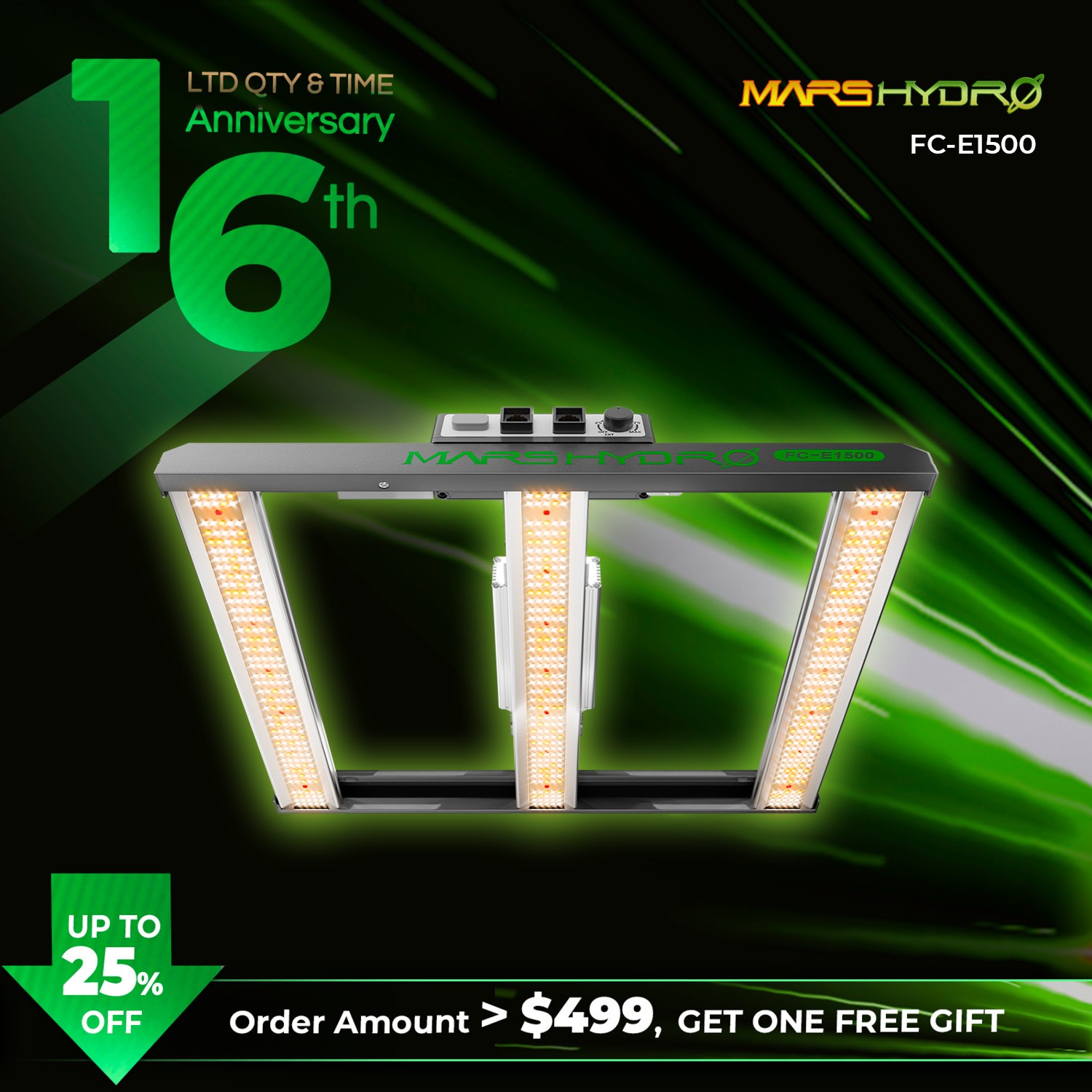 MARS HYDRO LED Grow Light FC-E1500 150W Full Spectrum for 2x2ft Indoor Plants