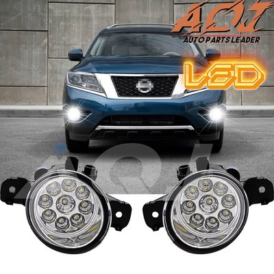 Pair White Bumper LED Fogs Driving Lamps For Nissan Pathfinder 2013-2016