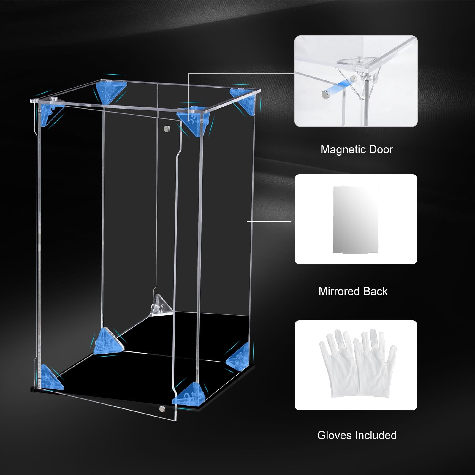 Acrylic Display Case for Collectibles Assemble Clear Acrylic Display with Mir...
