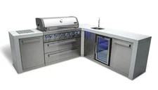 Mont Alpi 6 Burner Deluxe Island with Bev Center 90-Degree Corner