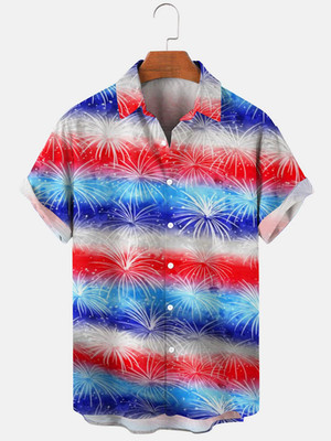 Independence Day Fireworks Gradient Unisex Trendy Hawaiian Shirt 4Th Of July