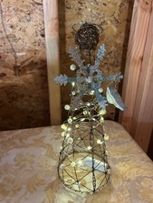 Vintage hand-made wire angel/pearl tree topper fairy lights 12