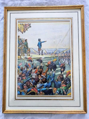 Gravure Chromotypographie (1910) par JOB - "NAPOLEON au Camp de Boulogne". - Photo 1/2