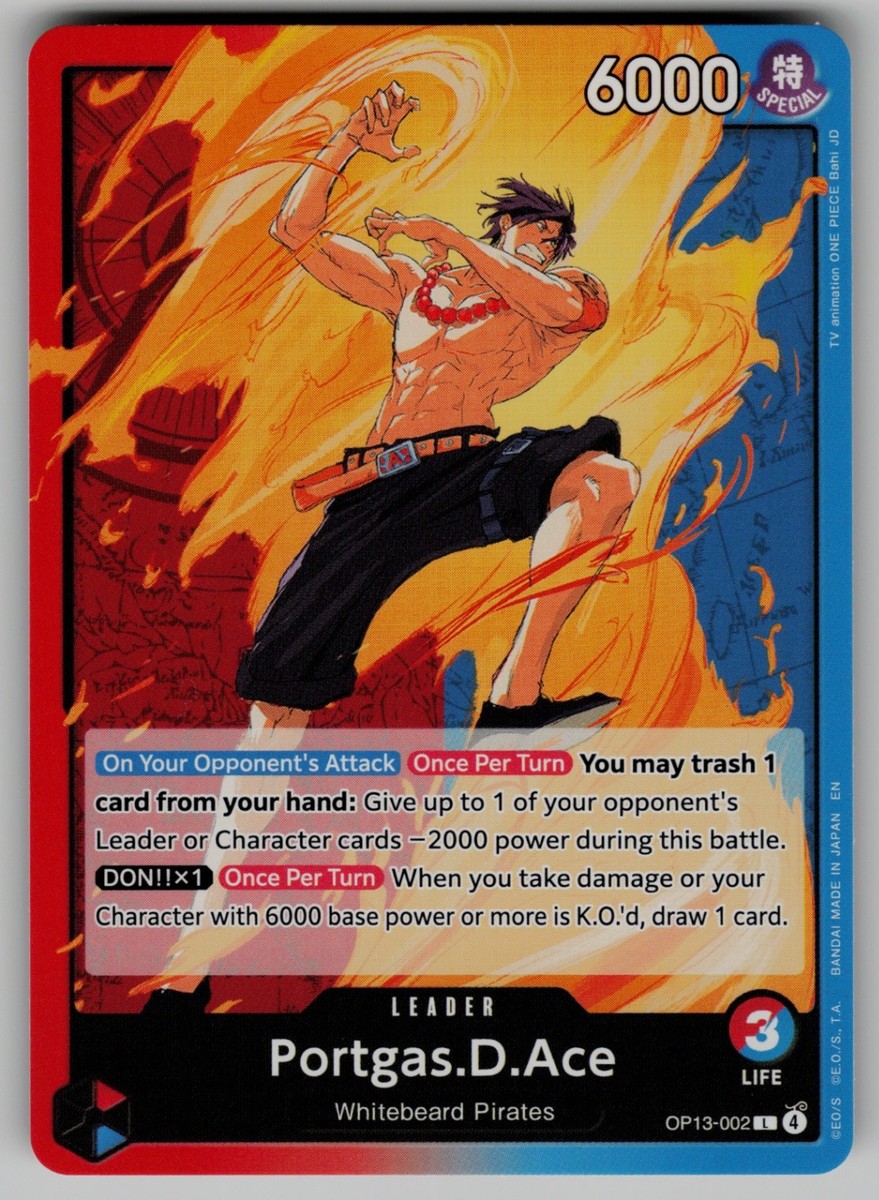 Portgas.D.Ace (002) OP13-002 Carrying On His Will One Piece TCG | eBay