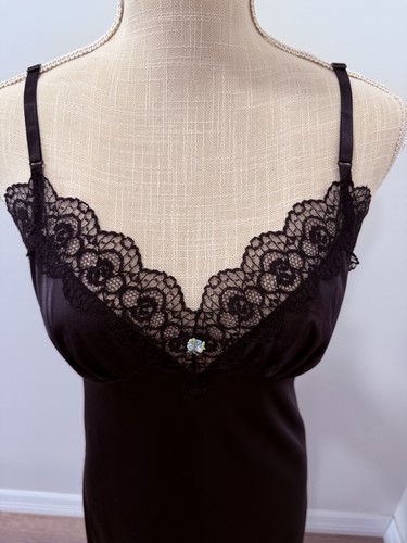 VINTAGE Slipperfection schwarz VOLL Nylon Trikot SLIP KLEID DESSOUS Gr. 34 - Bild 2 von 6