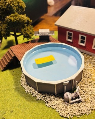 1/64 Scale 3D Printed Farm Pool Diorama Painted W/ Multiple Accessories