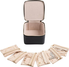 Small Travel Jewelry Box,Travel Jewelry Case with 6 Pouch Bags,Portable Travel J