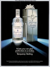 Tanqueray Sterling Vodka Gift Bottle Premium Holiday Vintage 1989 Advertisement