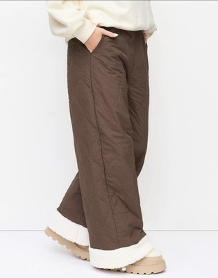 NWT Cider Fleece Wide Leg Quilted Trousers