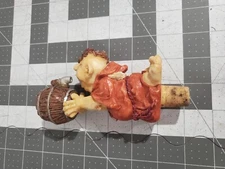 Vintage Ceramic WINE CORK Figure Priest Drinking from Keg