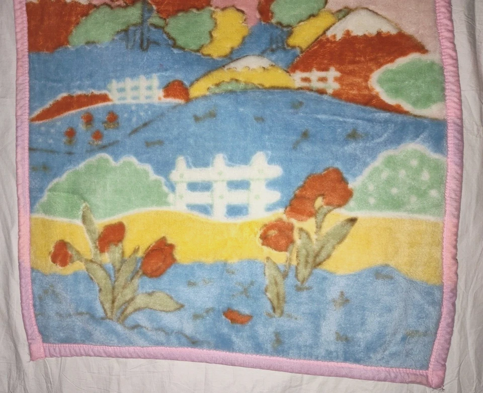 Manta de bebé de felpa Northpoint de colección vista a la ladera escena acrílico suave 31x43 difícil de encontrar Foto 4 de 4