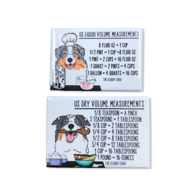Australian Shepherd Dog Measuring Magnet Set Kitchen Cooking and Baking Guides