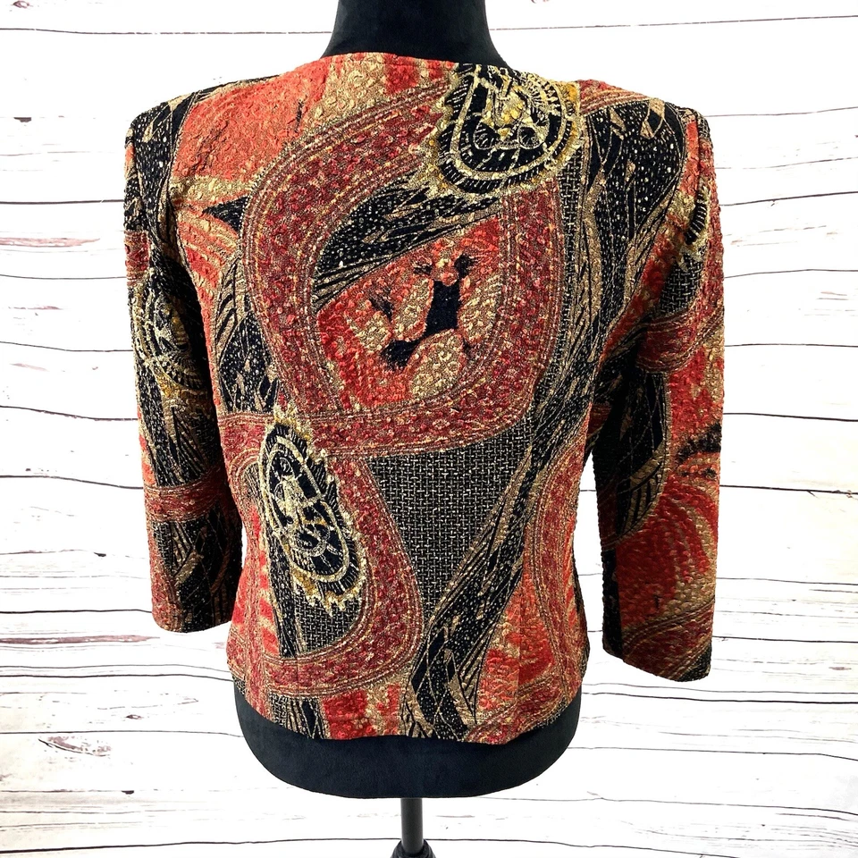 Joseph Ribkoff Jacket Women’s 8 Red/Brown Full Zip Long Sleeves - Image 4 of 4