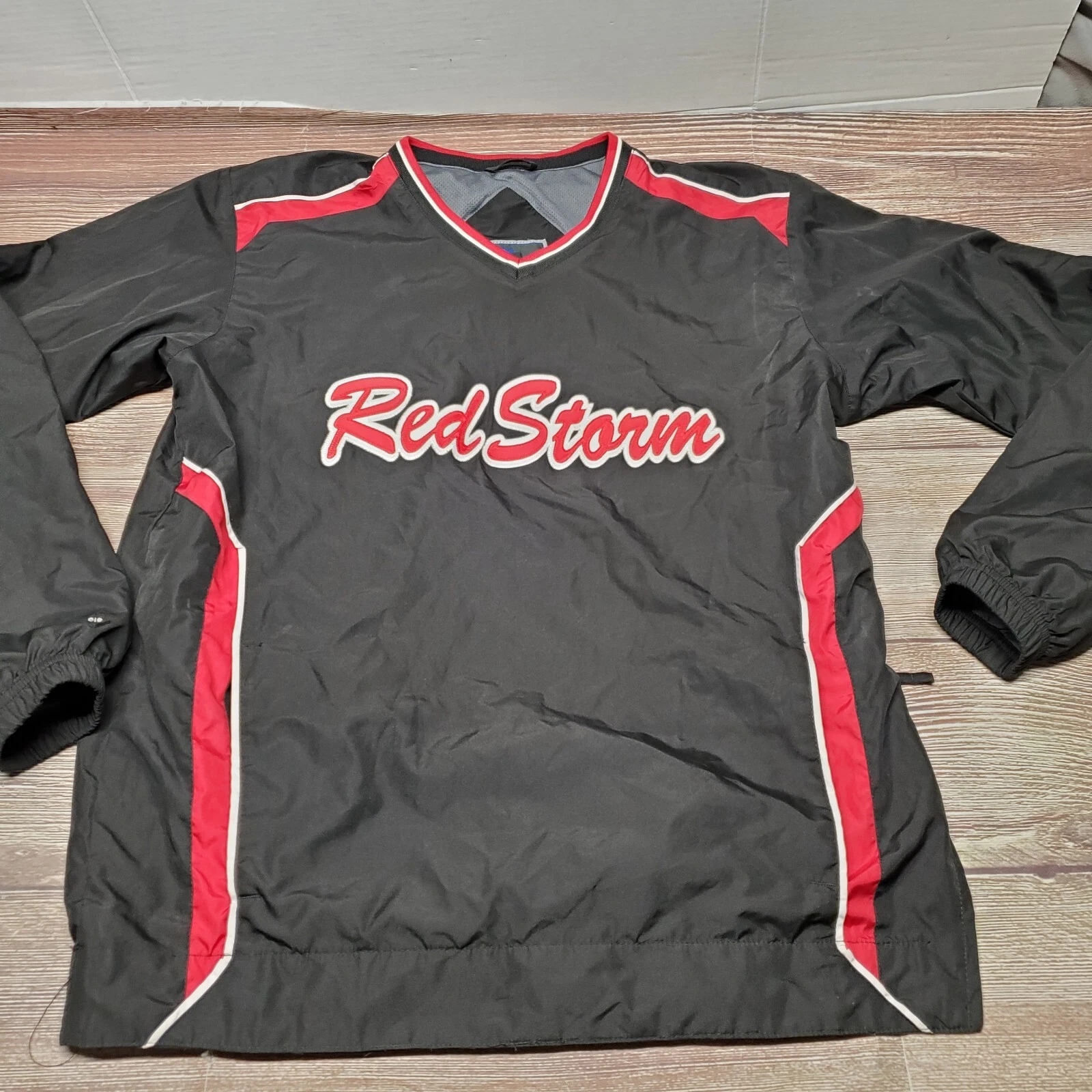 Vintage St Johns Red Storm Mens Size Small Pullover Spellout Windbreaker Jacket
